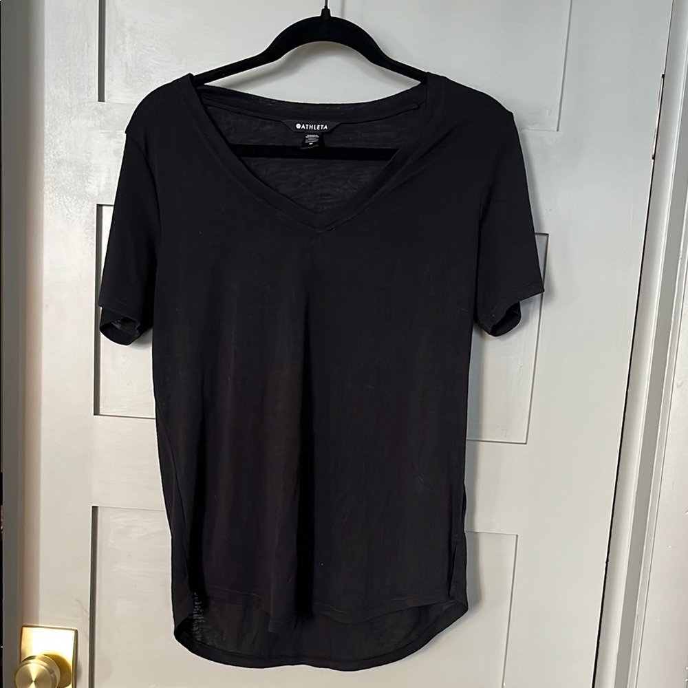 Athleta Essential Slub V-neck Tee Black